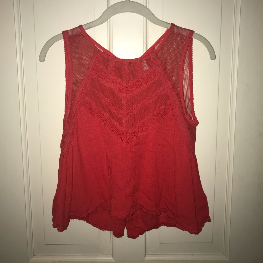 Free People Mesh Tank Red XS